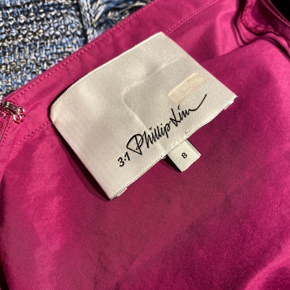 Phillip Lim Puff Sleeve Godet Rivet Side Tie Dress pink magenta fit flare size 8 - Picture 12 of 13